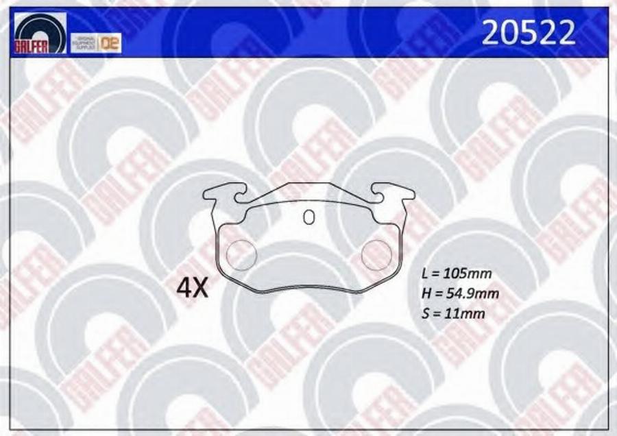 Galfer 20522 - Тормозные колодки, дисковые, комплект autodnr.net