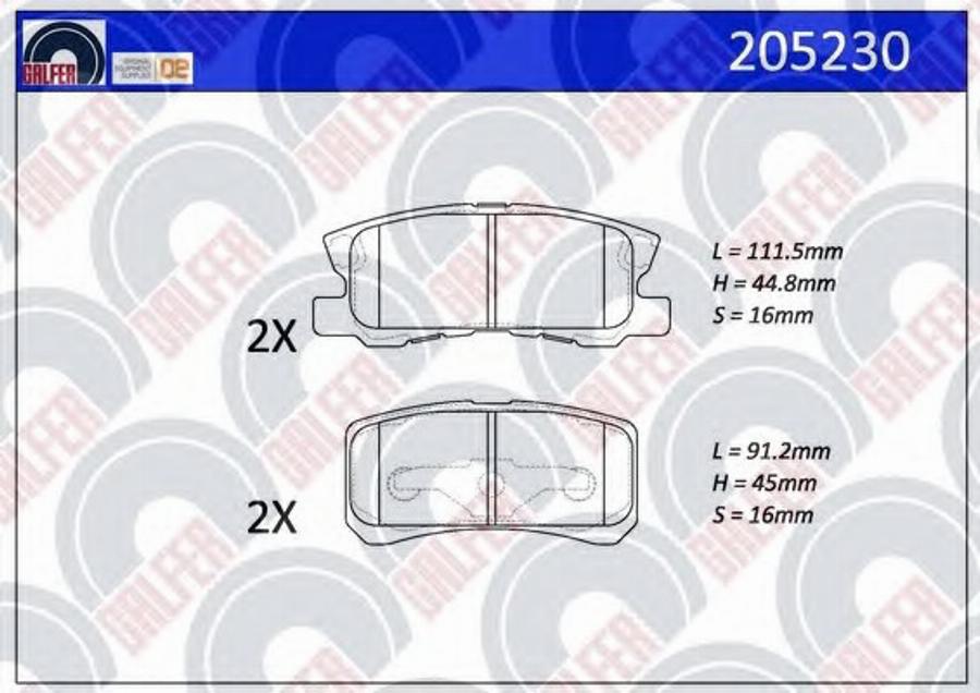 Galfer 205230 - Тормозные колодки, дисковые, комплект avtokuzovplus.com.ua