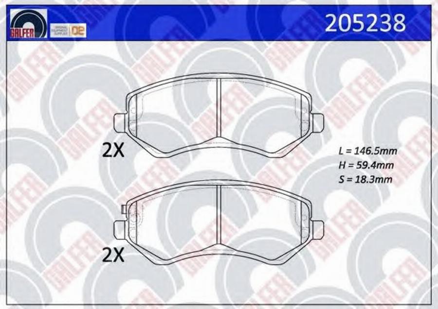 Galfer 205238 - Гальмівні колодки, дискові гальма autocars.com.ua