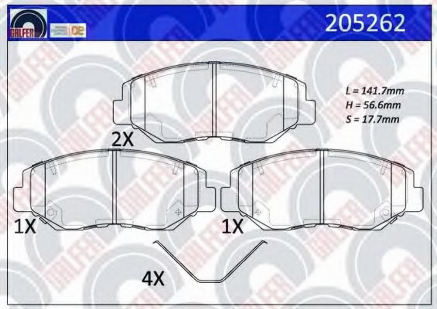 Galfer 205262 - Тормозные колодки, дисковые, комплект autodnr.net