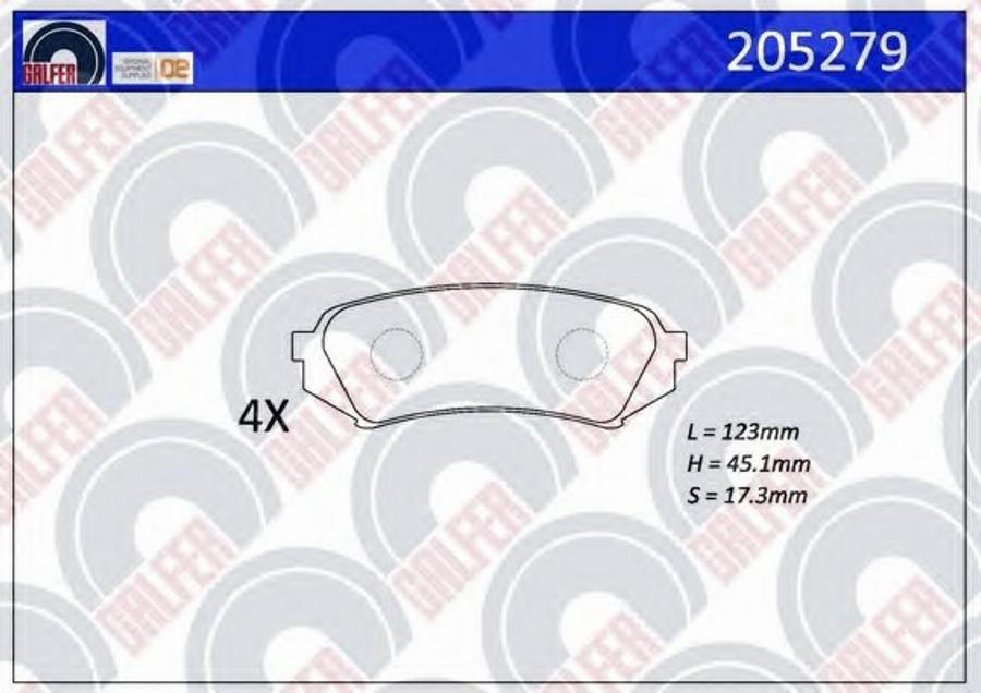 Galfer 205279 - Гальмівні колодки, дискові гальма autocars.com.ua