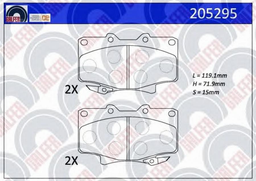 Galfer 205295 - Тормозные колодки, дисковые, комплект avtokuzovplus.com.ua