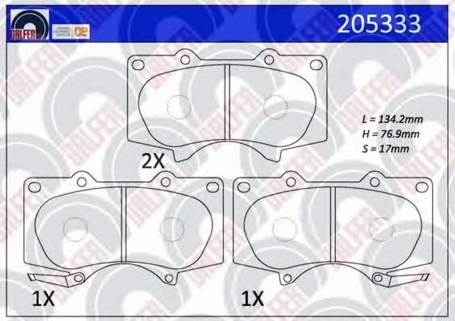 Galfer 205333 - Тормозные колодки, дисковые, комплект avtokuzovplus.com.ua