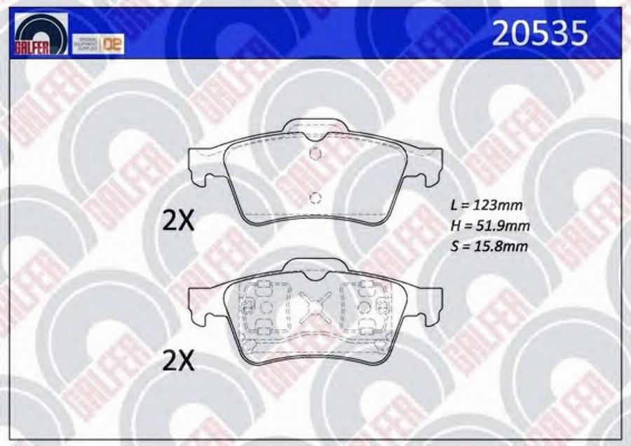 Galfer 20535 - Гальмівні колодки, дискові гальма autocars.com.ua