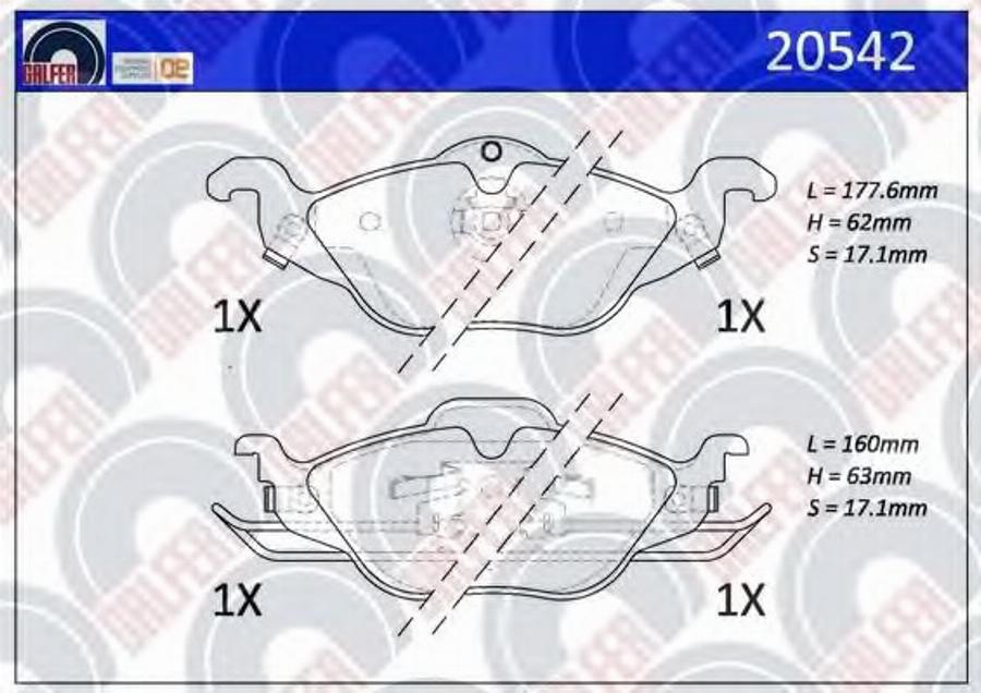 Galfer 20542 - Гальмівні колодки, дискові гальма autocars.com.ua