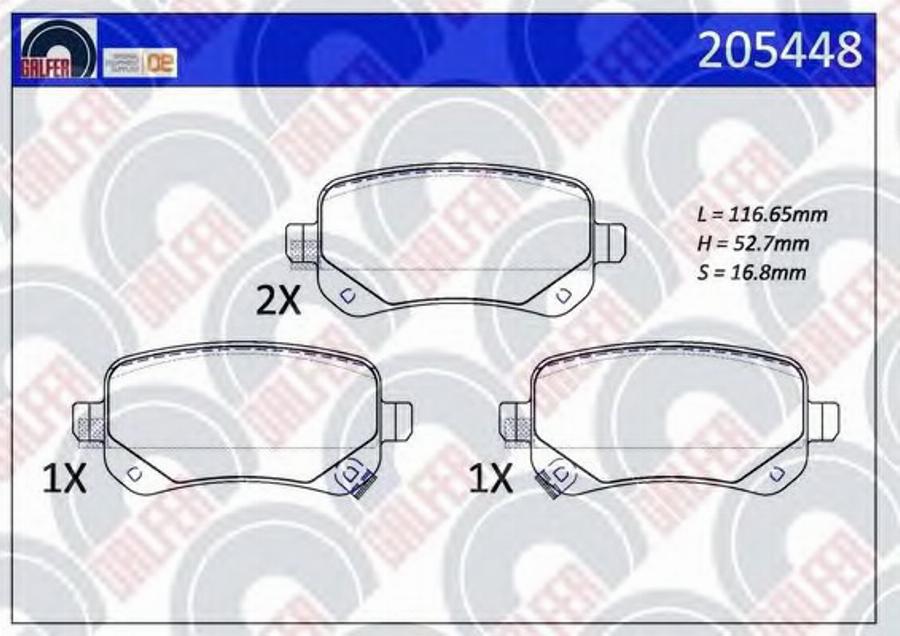 Galfer 205448 - Тормозные колодки, дисковые, комплект avtokuzovplus.com.ua