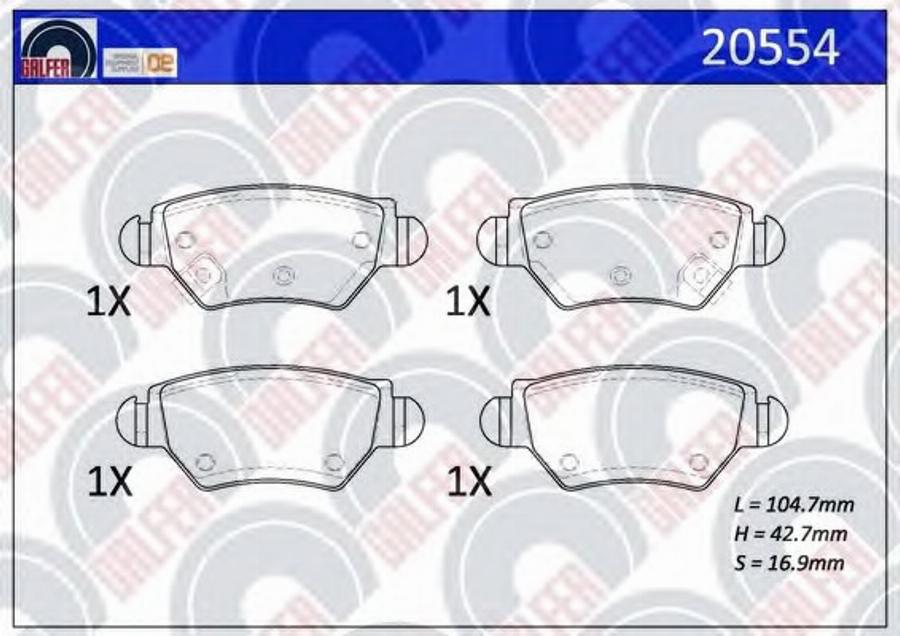 Galfer 20554 - Гальмівні колодки, дискові гальма autocars.com.ua