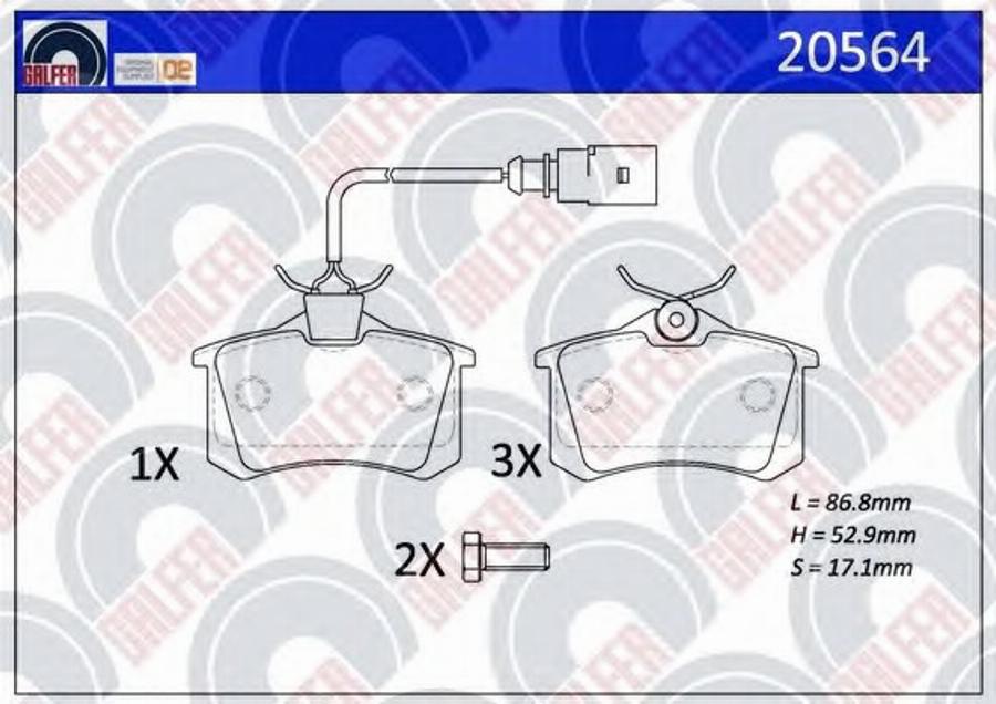 Galfer 20564 - Гальмівні колодки, дискові гальма autocars.com.ua