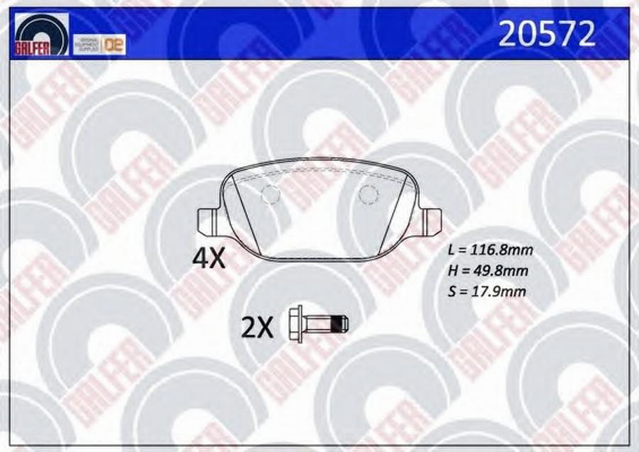 Galfer 20572 - Гальмівні колодки, дискові гальма autocars.com.ua