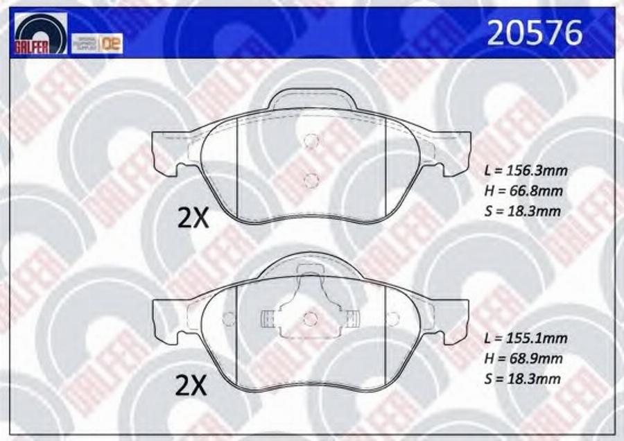 Galfer 20576 - Гальмівні колодки, дискові гальма autocars.com.ua