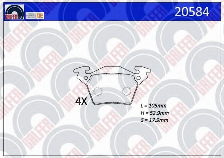 Galfer 20584 - Гальмівні колодки, дискові гальма autocars.com.ua