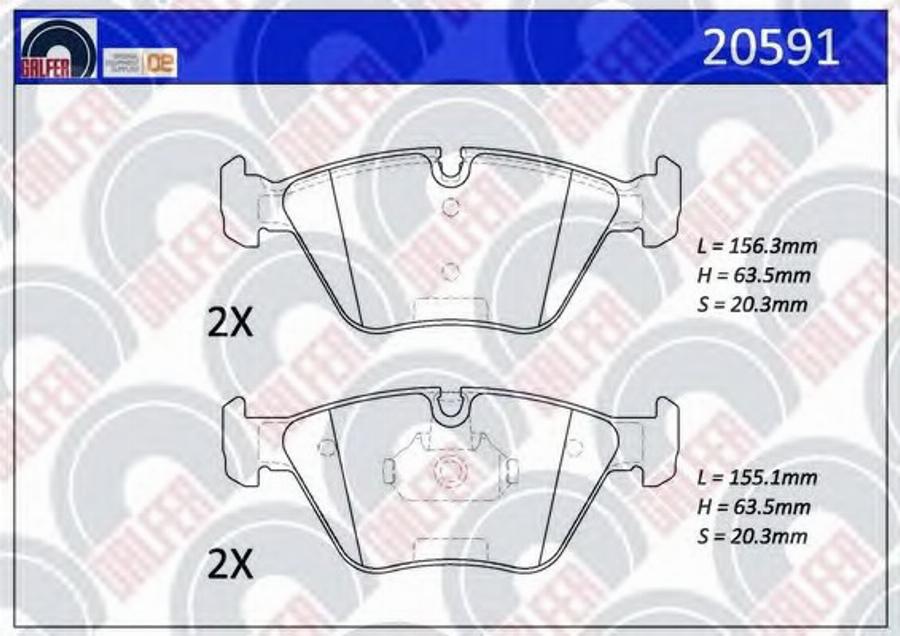 Galfer 20591 - Гальмівні колодки, дискові гальма autocars.com.ua