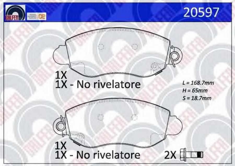 Galfer 20597 - Тормозные колодки, дисковые, комплект avtokuzovplus.com.ua