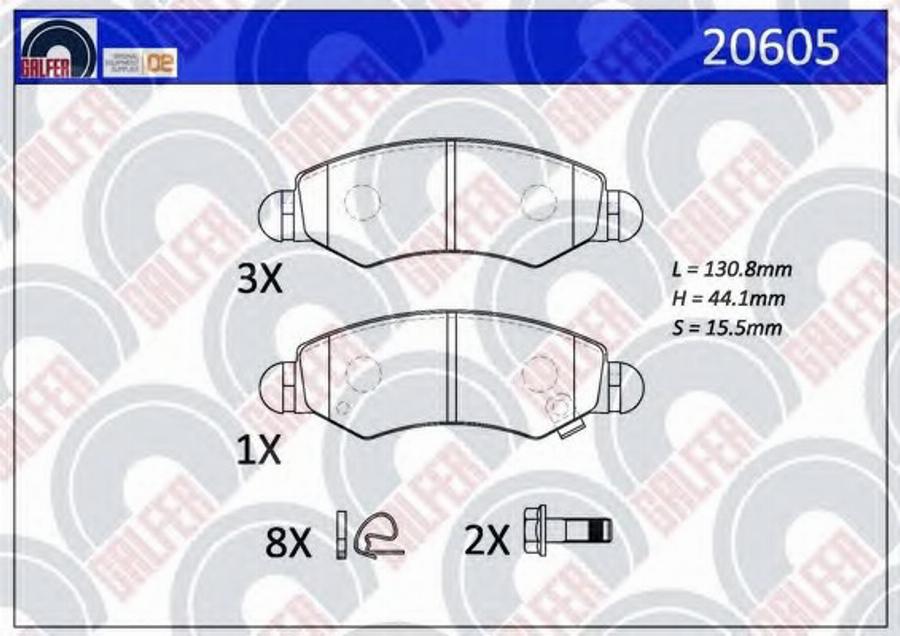 Galfer 20605 - Гальмівні колодки, дискові гальма autocars.com.ua