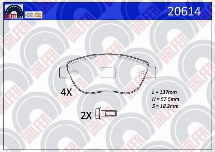 Galfer 20614 - Гальмівні колодки, дискові гальма autocars.com.ua