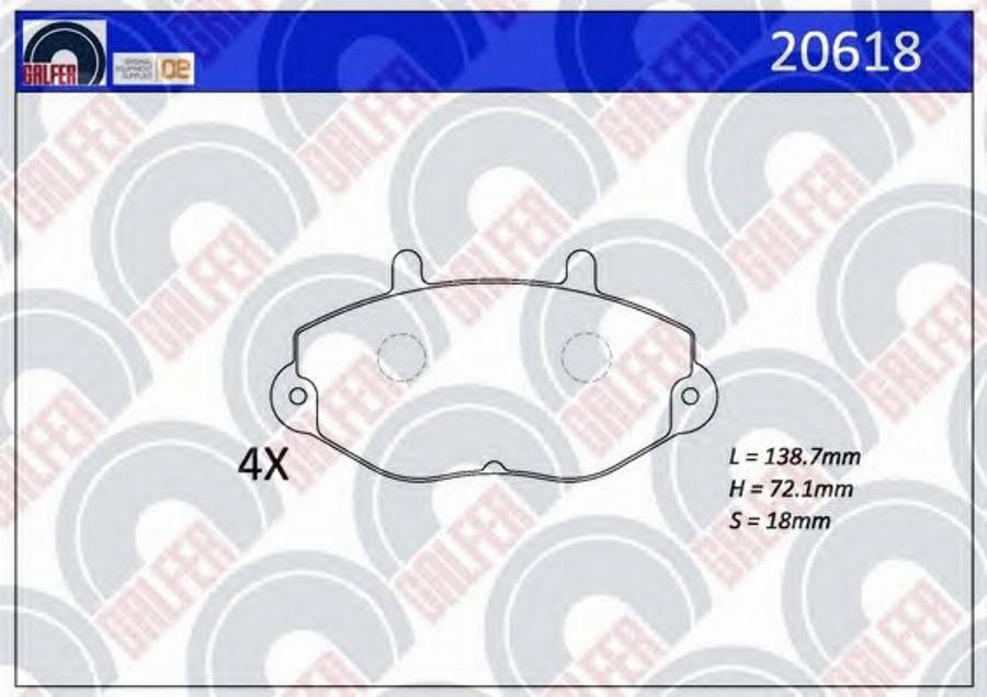 Galfer 20618 - Гальмівні колодки, дискові гальма autocars.com.ua