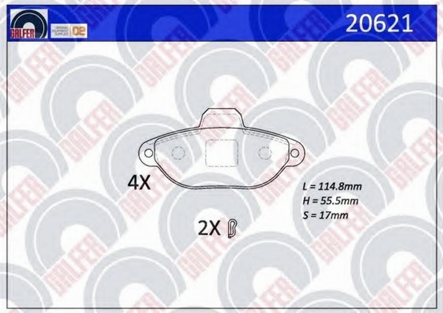 Galfer 20621 - Тормозные колодки, дисковые, комплект avtokuzovplus.com.ua