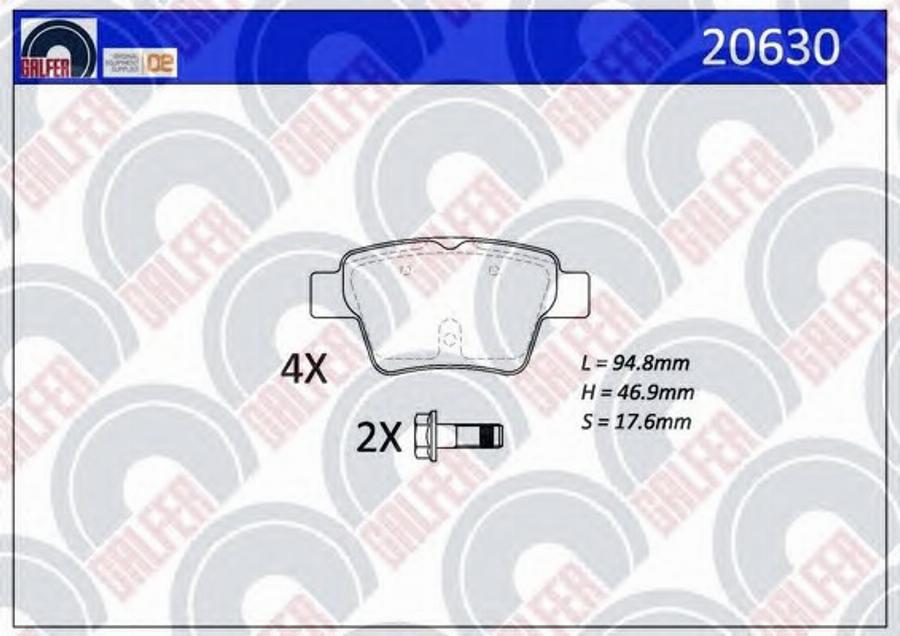 Galfer 20630 - Тормозные колодки, дисковые, комплект avtokuzovplus.com.ua