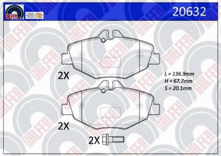 Galfer 20632 - Тормозные колодки, дисковые, комплект autodnr.net