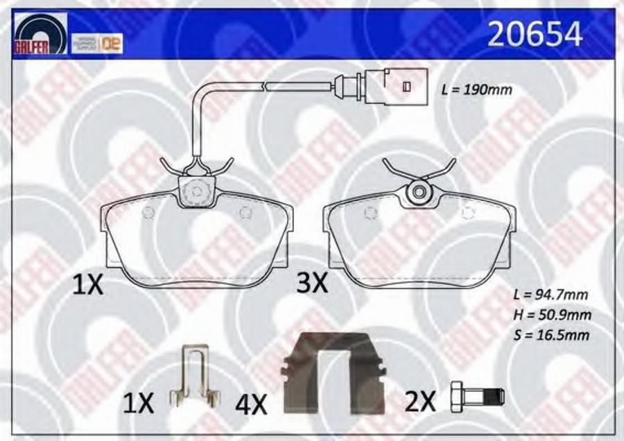 Galfer 20654 - Гальмівні колодки, дискові гальма autocars.com.ua