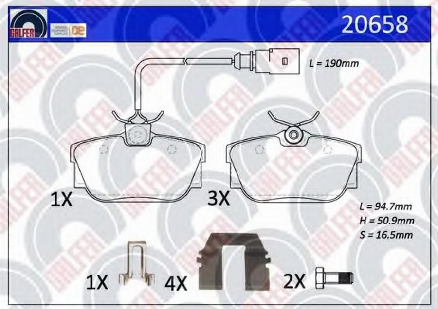 Galfer 20658 - Гальмівні колодки, дискові гальма autocars.com.ua