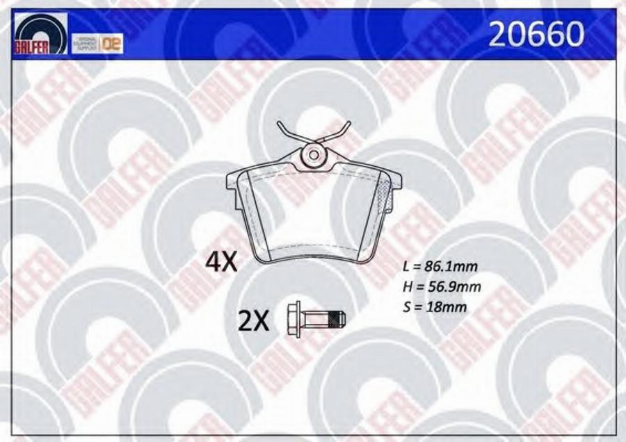 Galfer 20660 - Тормозные колодки, дисковые, комплект avtokuzovplus.com.ua