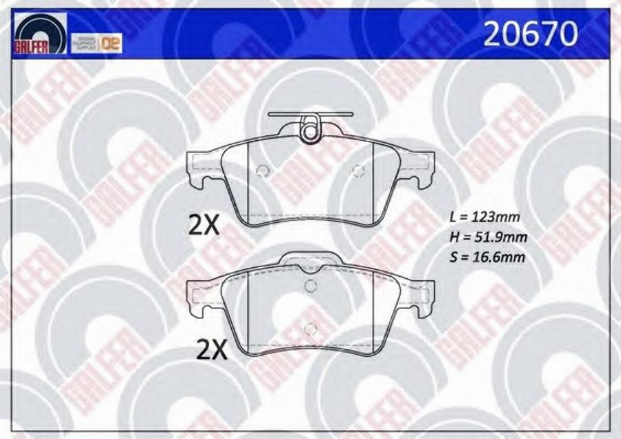 Galfer 20670 - Гальмівні колодки, дискові гальма autocars.com.ua