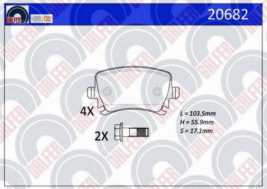 Galfer 20682 - Гальмівні колодки, дискові гальма autocars.com.ua