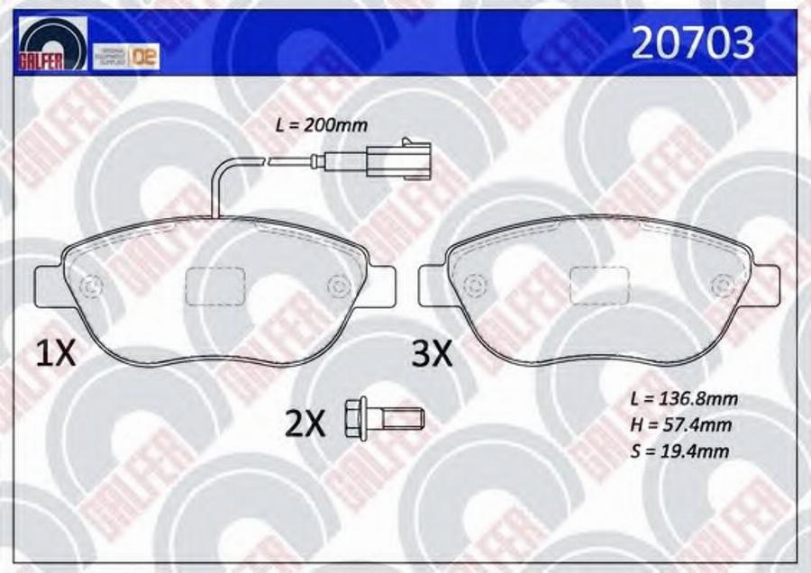 Galfer 20703 - Гальмівні колодки, дискові гальма autocars.com.ua