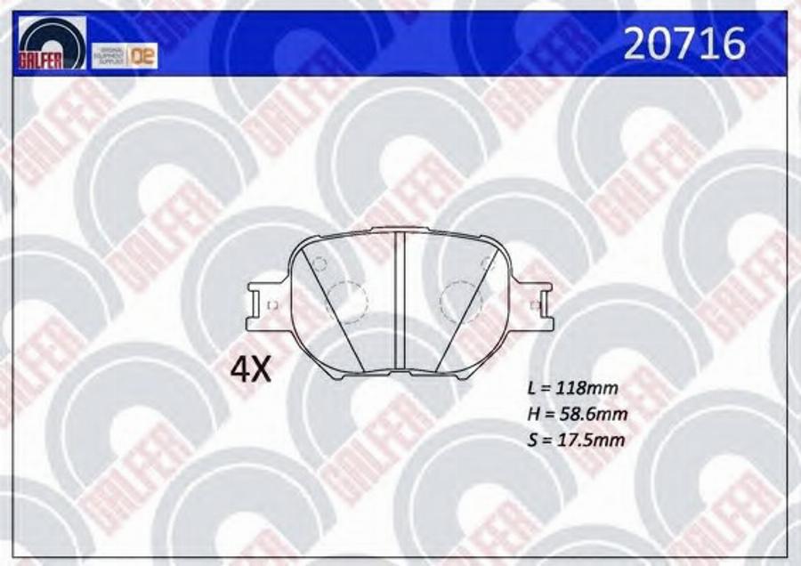 Galfer 20716 - Гальмівні колодки, дискові гальма autocars.com.ua