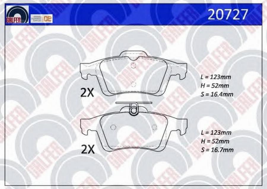 Galfer 20727 - Гальмівні колодки, дискові гальма autocars.com.ua