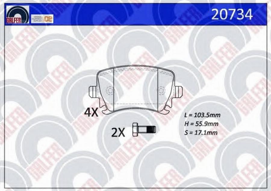 Galfer 20734 - Гальмівні колодки, дискові гальма autocars.com.ua