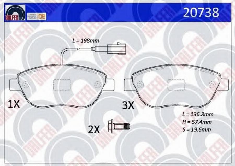 Galfer 20738 - Гальмівні колодки, дискові гальма autocars.com.ua