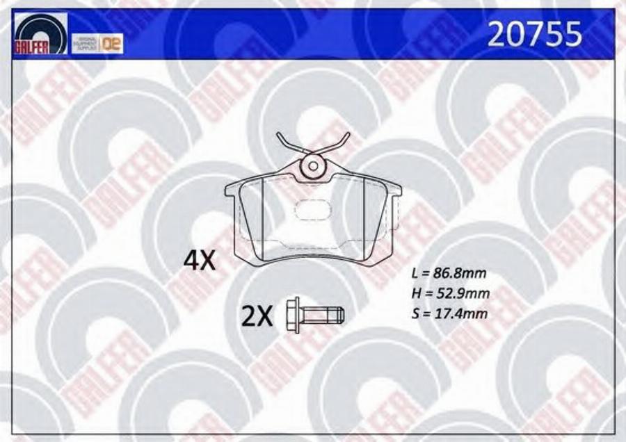 Galfer 20755 - Гальмівні колодки, дискові гальма autocars.com.ua