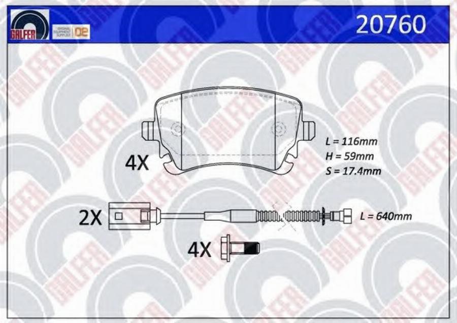 Galfer 20760 - Тормозные колодки, дисковые, комплект autodnr.net