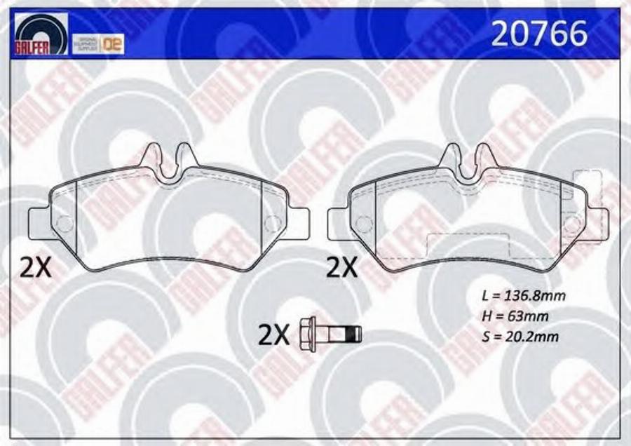 Galfer 20766 - Тормозные колодки, дисковые, комплект avtokuzovplus.com.ua