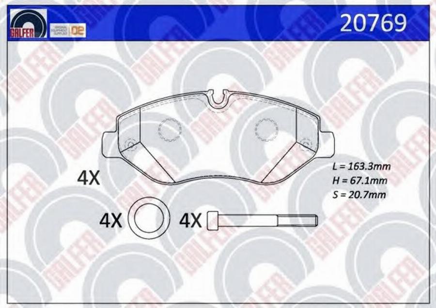 Galfer 20769 - Гальмівні колодки, дискові гальма autocars.com.ua