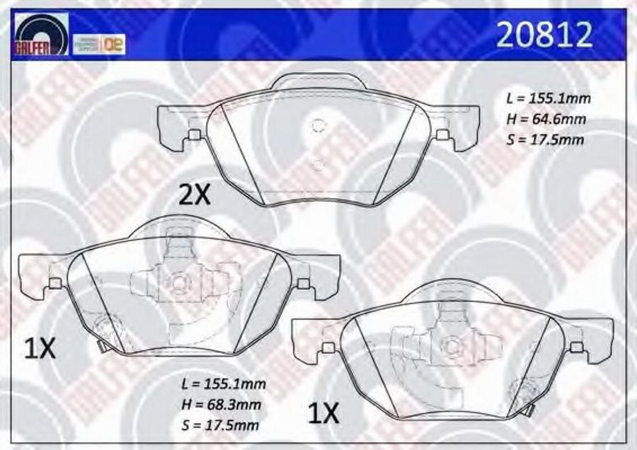 Galfer 20812 - Тормозные колодки, дисковые, комплект avtokuzovplus.com.ua