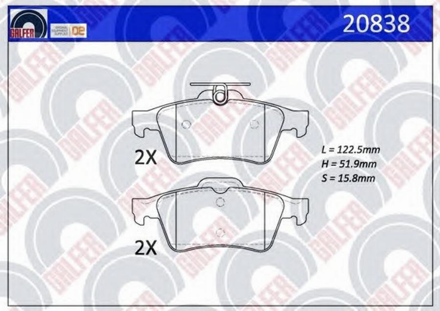 Galfer 20838 - Гальмівні колодки, дискові гальма autocars.com.ua