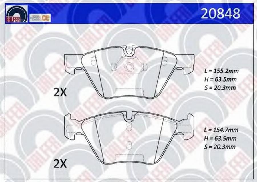 Galfer 20848 - Гальмівні колодки, дискові гальма autocars.com.ua