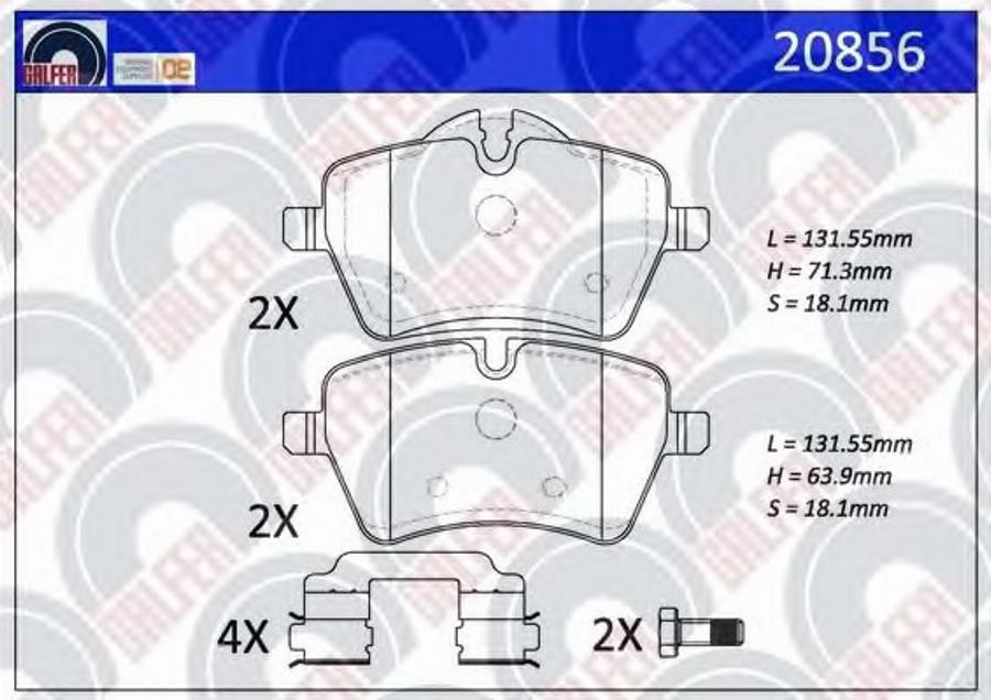 Galfer 20856 - Гальмівні колодки, дискові гальма autocars.com.ua