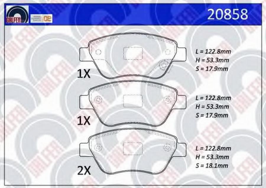 Galfer 20858 - Гальмівні колодки, дискові гальма autocars.com.ua