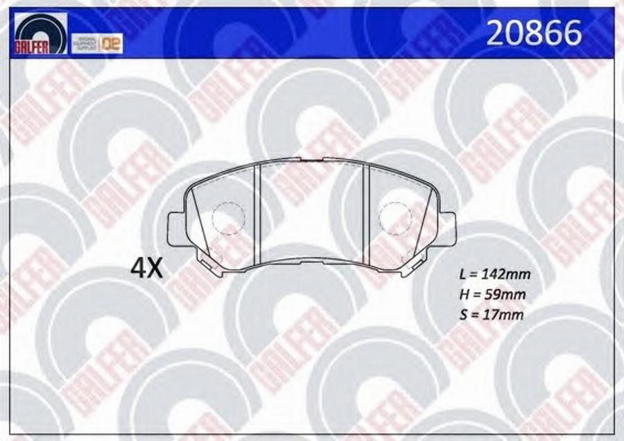 Galfer 20866 - Тормозные колодки, дисковые, комплект avtokuzovplus.com.ua