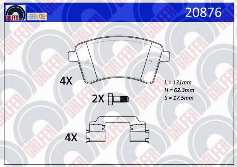 Galfer 20876 - Гальмівні колодки, дискові гальма autocars.com.ua