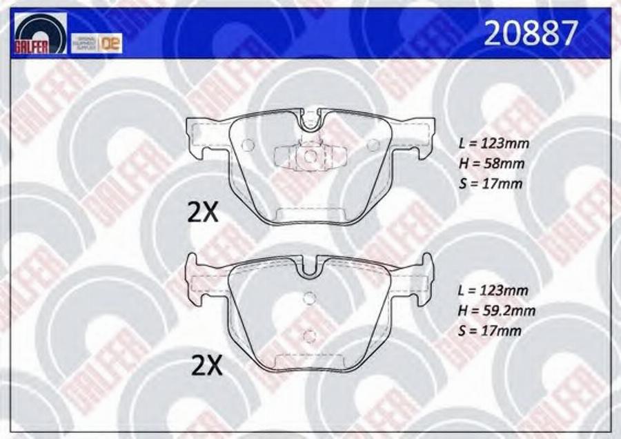 Galfer 20887 - Тормозные колодки, дисковые, комплект avtokuzovplus.com.ua