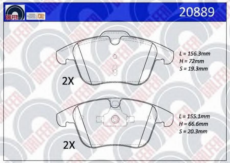 Galfer 20889 - Тормозные колодки, дисковые, комплект avtokuzovplus.com.ua