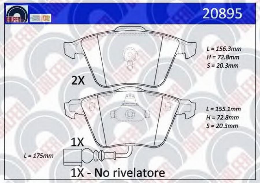 Galfer 20895 - Тормозные колодки, дисковые, комплект avtokuzovplus.com.ua