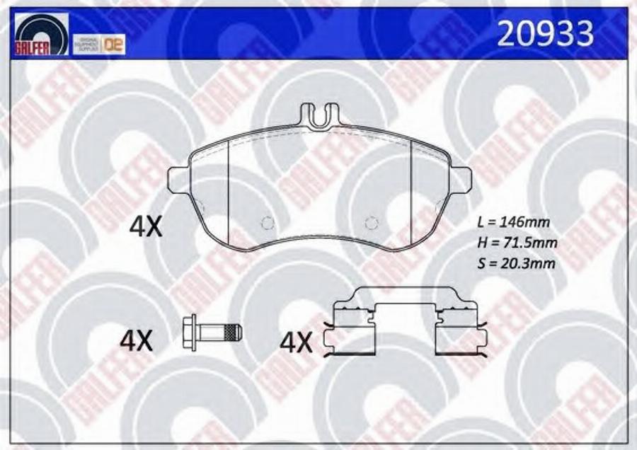 Galfer 20933 - Гальмівні колодки, дискові гальма autocars.com.ua