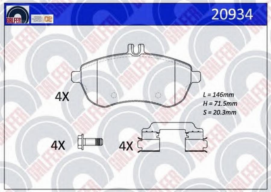 Galfer 20934 - Гальмівні колодки, дискові гальма autocars.com.ua