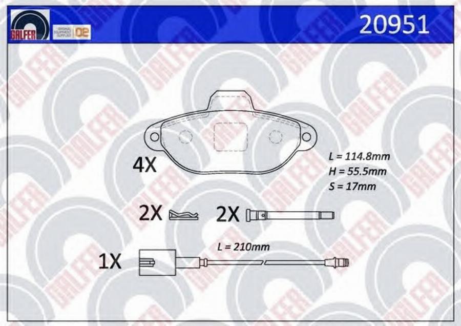 Galfer 20951 - Тормозные колодки, дисковые, комплект autodnr.net